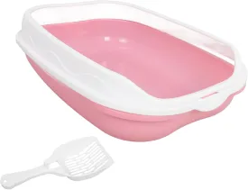 1 Set Open Top Splash Cat Litter Box Washable Toilet with Sifting Scoops for Small Cats and Kittens Comfortable Design for Feline Wellbeing Durable Construction