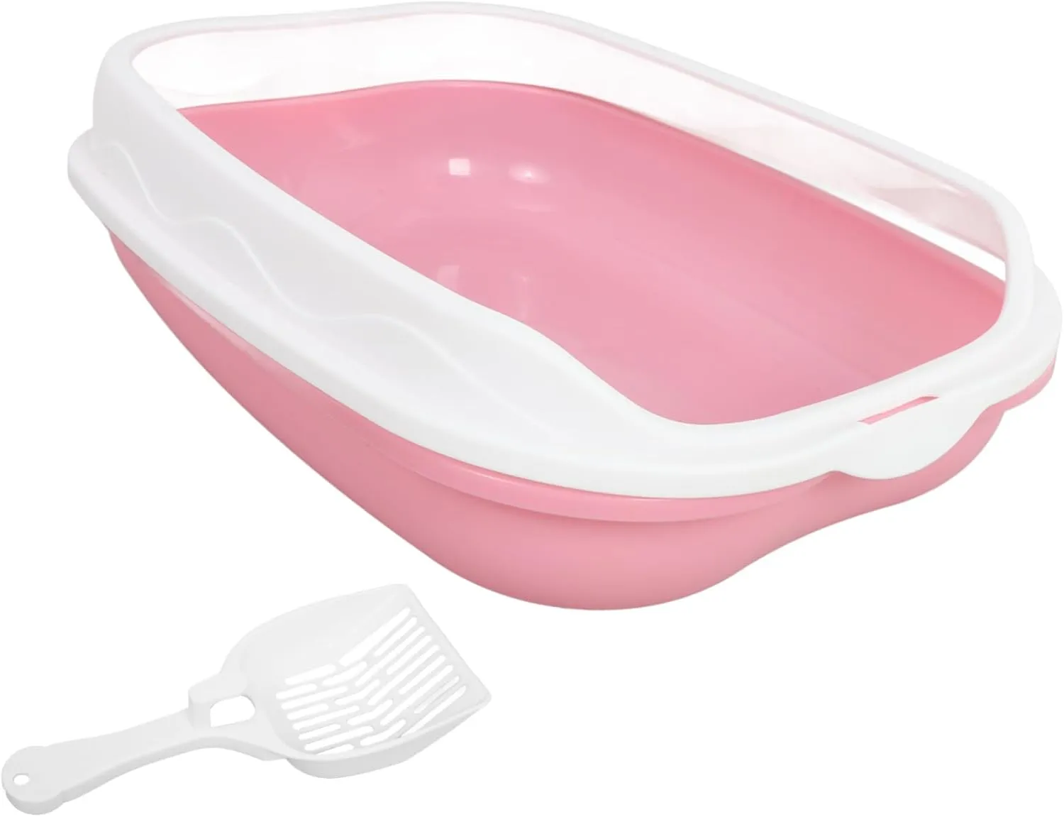 1 Set Open Top Splash Cat Litter Box Washable Toilet with Sifting Scoops for Small Cats and Kittens Comfortable Design for Feline Wellbeing Durable Construction