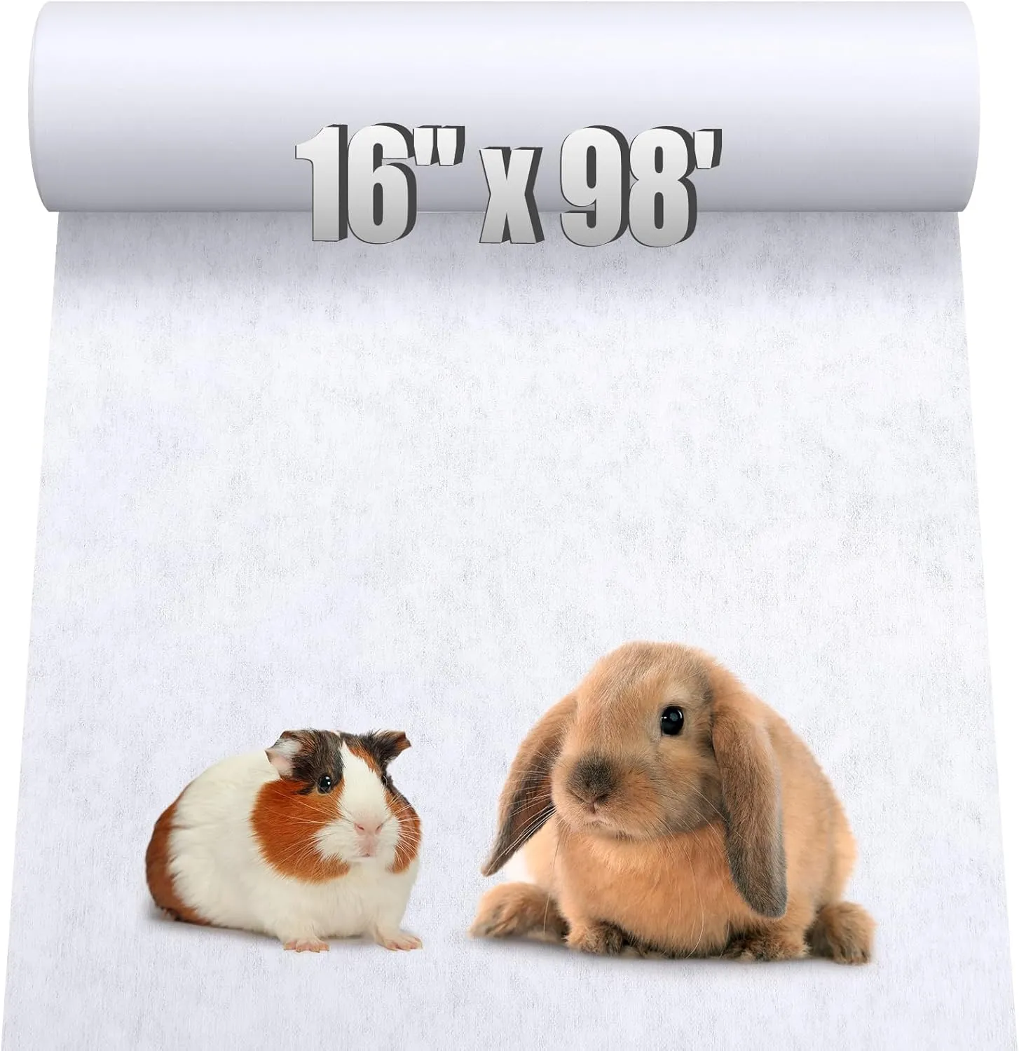 16" x 98' Disposable Guinea Pig Cage Liners Rabbit Pee Pads Odor Controlling Absorbent Waterproof Pee Pads for Guinea Pigs, Rabbits, Bunnies and Other Small Animals