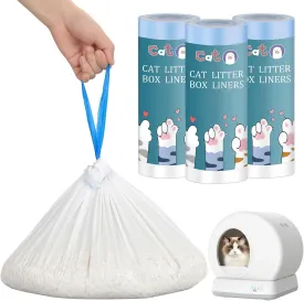 60 Count Self-Cleaning Cat Litter Box Liners for MW-SC01/MW-SC02/MW-LR01, Drawstring Heavy Duty Waste Bags, Leak-Proof Disposable Trash Bags - 18" x 12.6"