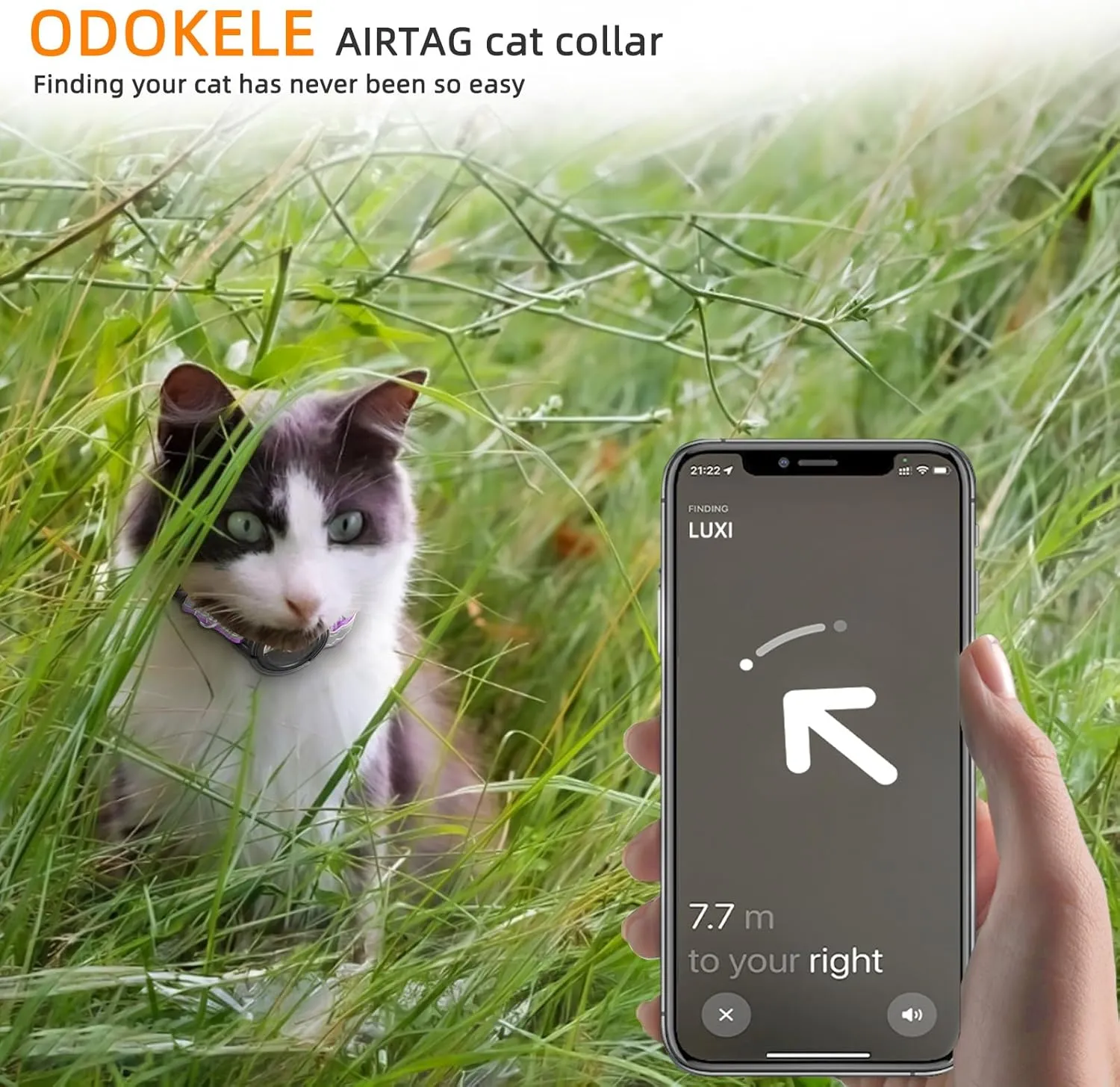 Airtag Cat Collar Breakaway, Odokele Reflective Cats Collars with Apple Air Tag Holder for Kitten, Cat GPS Tracker Adjustable Collars with Safety Quick Release Buckle for Kitties and Puppies - Pink