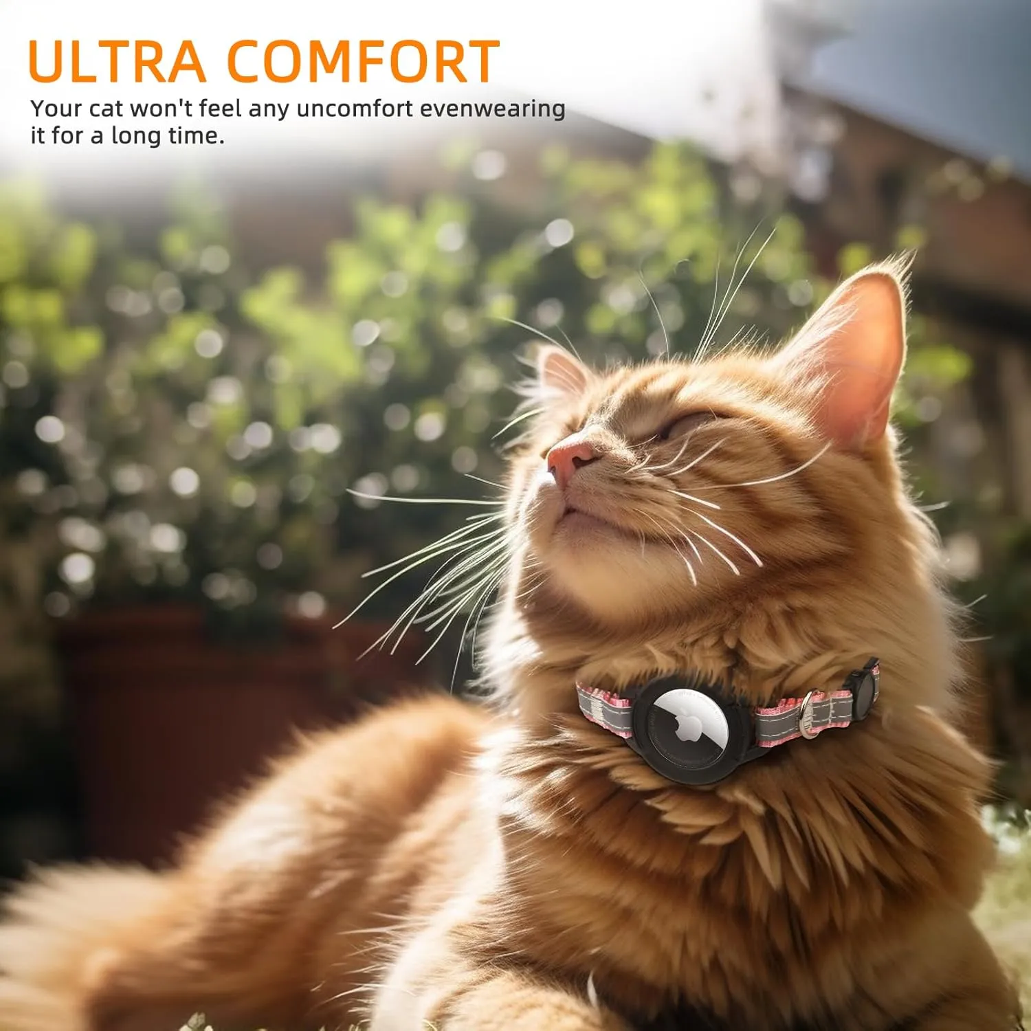 Airtag Cat Collar Breakaway, Odokele Reflective Cats Collars with Apple Air Tag Holder for Kitten, Cat GPS Tracker Adjustable Collars with Safety Quick Release Buckle for Kitties and Puppies - Pink
