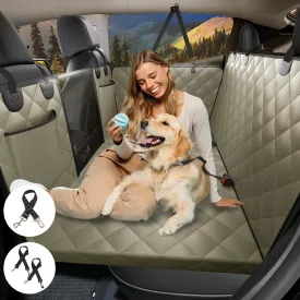 Back Seat Extender for Dogs, Dog Car Seat Cover for Back Seat Supports 420lbs, Hard Bottom Backseat Extender for Dogs, Waterproof Dog Hammock for Car, SUV, Truck Beige