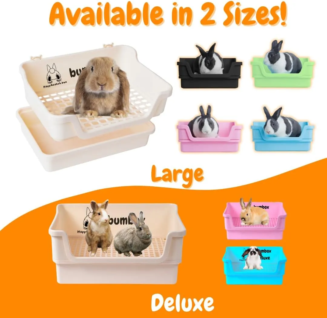 Bumbox Rabbit Large Litter Box w/Plastic Grid Safe for Bunny feet - Training Rabbit Cage Indoor or Outdoor for Small and Large Animal, 15.75in - Blue