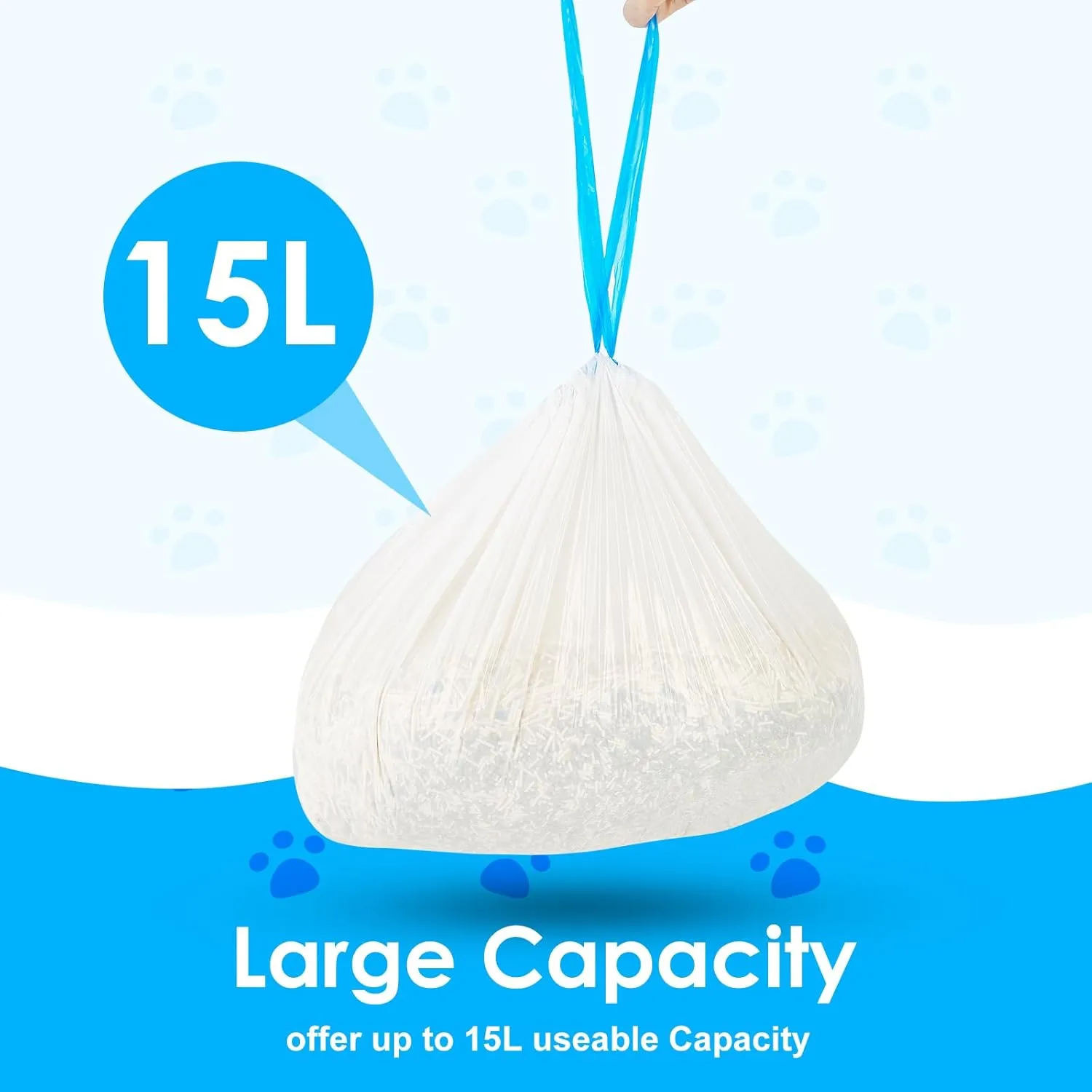 Cat Litter Bags 60 Count,26.37"x15.74" Drawstring Close Litter Box Liners for Automatic Litter Box,Thick Cat Poop Bags,Easy to Clean,Heavy Duty Robot Bag for Self-Cleaning Box