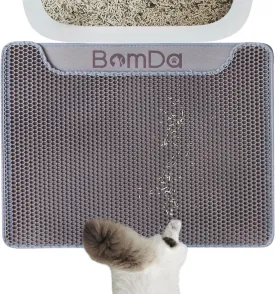 Cat Litter Mat, Large Kitty Litter Box Trapping Mat, 30x23'' Honeycomb Double Layer Urine & Waterproof, Washable Easy Clean, Litter Mats for Floor Less Waste, Anti-Slip