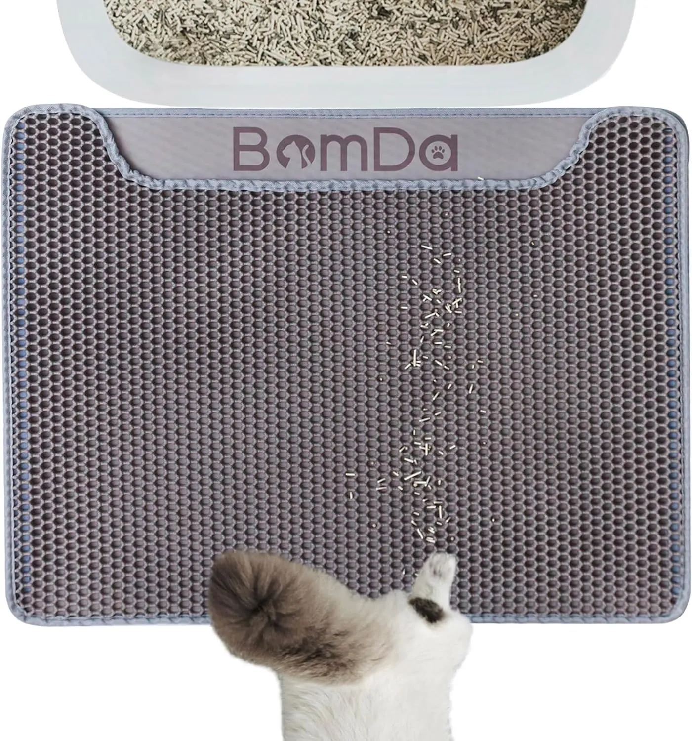 Cat Litter Mat, Large Kitty Litter Box Trapping Mat, 30x23'' Honeycomb Double Layer Urine & Waterproof, Washable Easy Clean, Litter Mats for Floor Less Waste, Anti-Slip