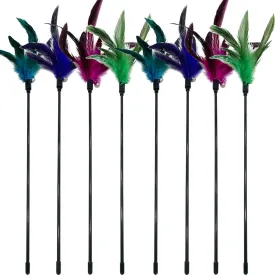 Cat Wand Toy Feather Stick Cat Toys, 8 Pieces Interactive Cat Toy Feathers Wand for Indoor Cats