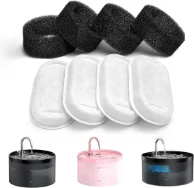 Cat Water Fountain Filters: 8 Pet Fountain Filter Replacement - 4 Pieces Filters   4 Pieces Sponges for Cat Fountains - Cat Water Filter - Cat Filters for Pet Water Fountain H1 (67oz/2L)