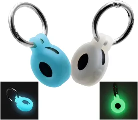 Compatible for Tile Sticker Keychain Holder,(Glow in the Dark) Silicone Tracker Case Cover for Pet Collar,Birthday Party Supplies to Family,Glow Blue Green