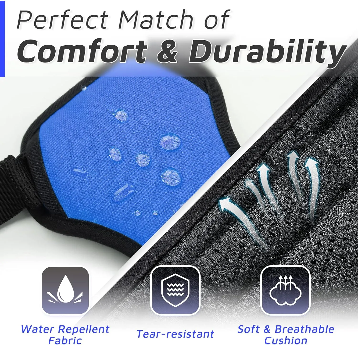 Eagloo Dog Harness for Large Dogs, No Pull Service Vest with Reflective Strips and Control Handle, Adjustable and Comfortable for Easy Walking, No Choke Pet Harness with 2 Metal Rings, Blue, L