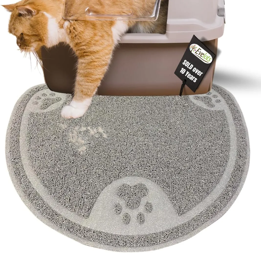 Evelots Cat Litter Mat, Traps Mess from Box, Protects Floors, Urine-Proof, Easy to Clean Litter Box Mat, Machine Washable, Soft on Kitty Paws, Absorbent, Waterproof, Stays in Place, Unscented, Grey
