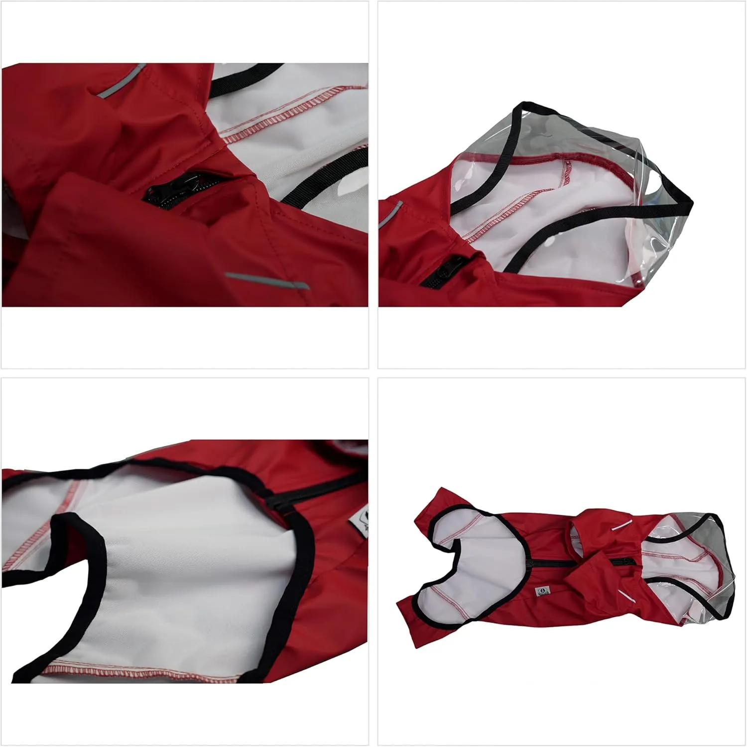Four-Legged Full Coverage Waterproof Dog Raincoat with Reflective Features Pet Raincoats for Large Medium Small Dogs Red M