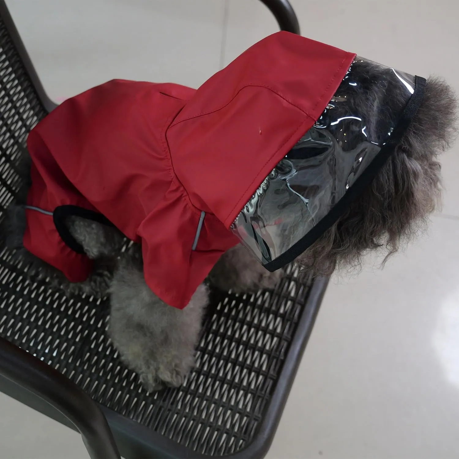 Four-Legged Full Coverage Waterproof Dog Raincoat with Reflective Features Pet Raincoats for Large Medium Small Dogs Red M
