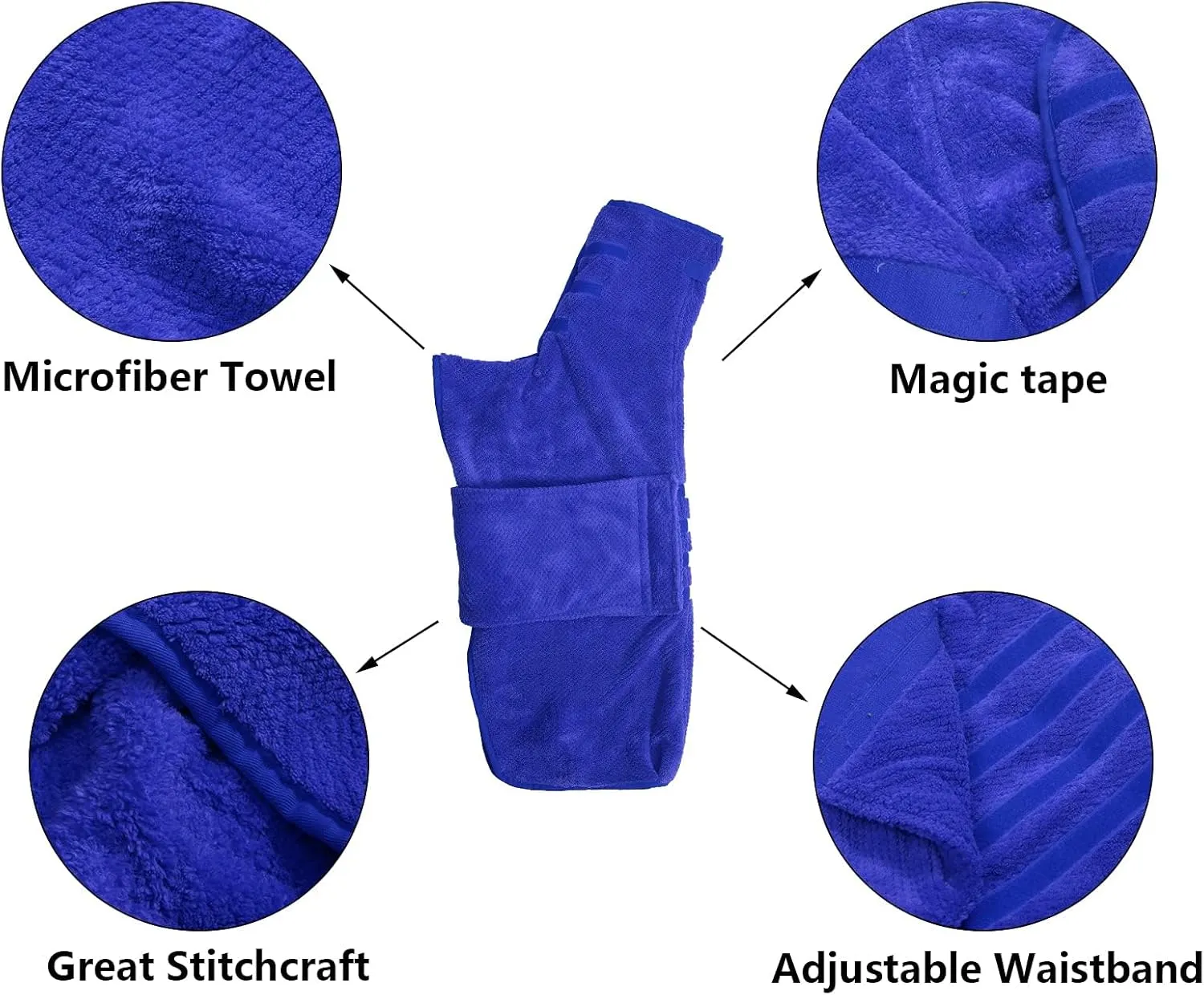 Geyecete Pineapple Grid Fast Drying Super Absorbent Dog Cat Bath Robe Towel - Blue, XL