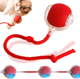 Interactive Cat Toys Ball for Indoor, Multicolor Rolling Ball Motion Activate Rolling Ball, 360 Smart Automatic Moving Dog Puppies Toys Smart Automatic Rolling Pet Ball for Dog/Cat (Red)