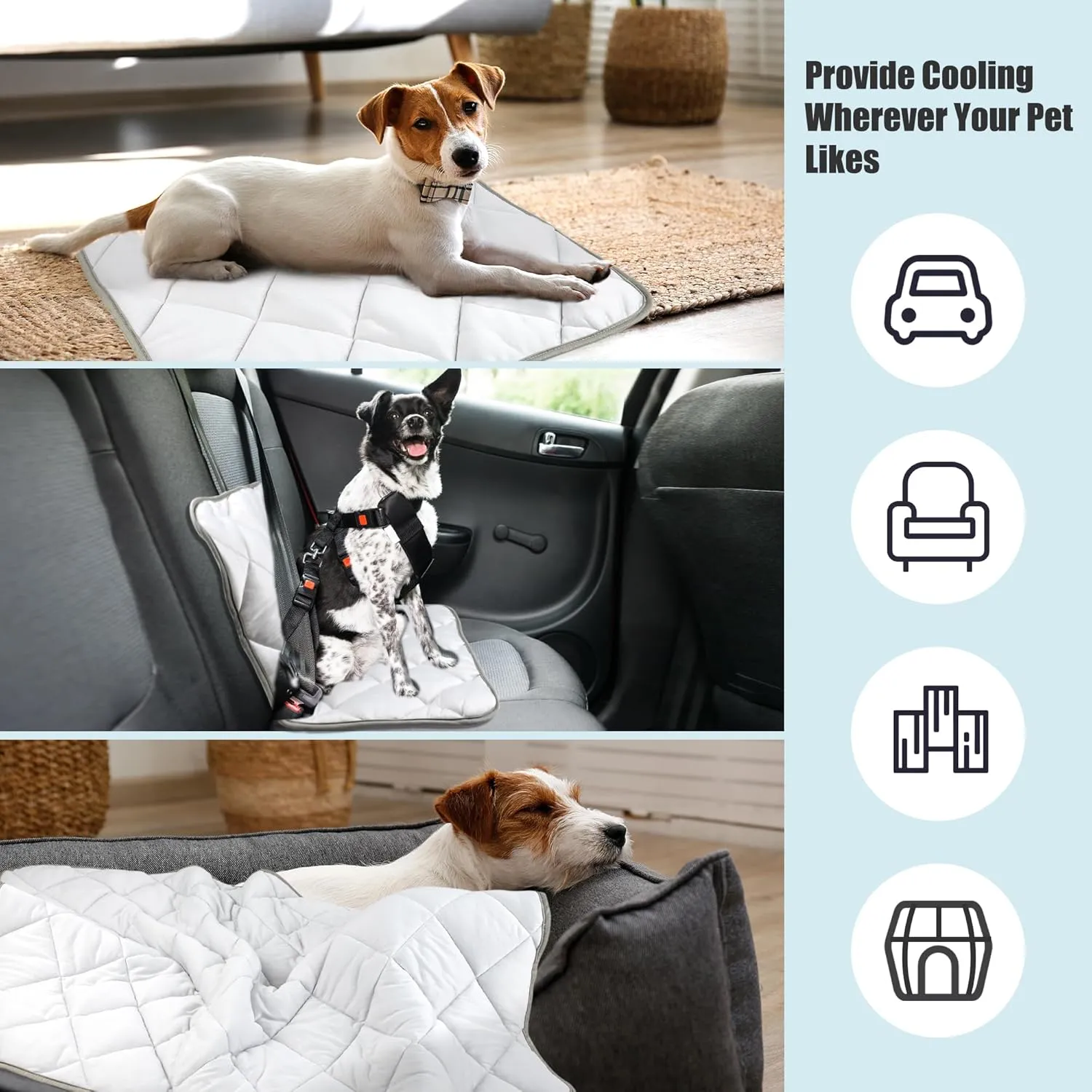 Leekalos Dog Cooling Mat,Pet Cooling Pads for Dogs Blanket,Summer Cooling Bed for Cats Blanket,Portable Pet Cooling Cushion for Home & OutdoorKeep Cooling for Pets (Cool Grey, Large(40"x60"))