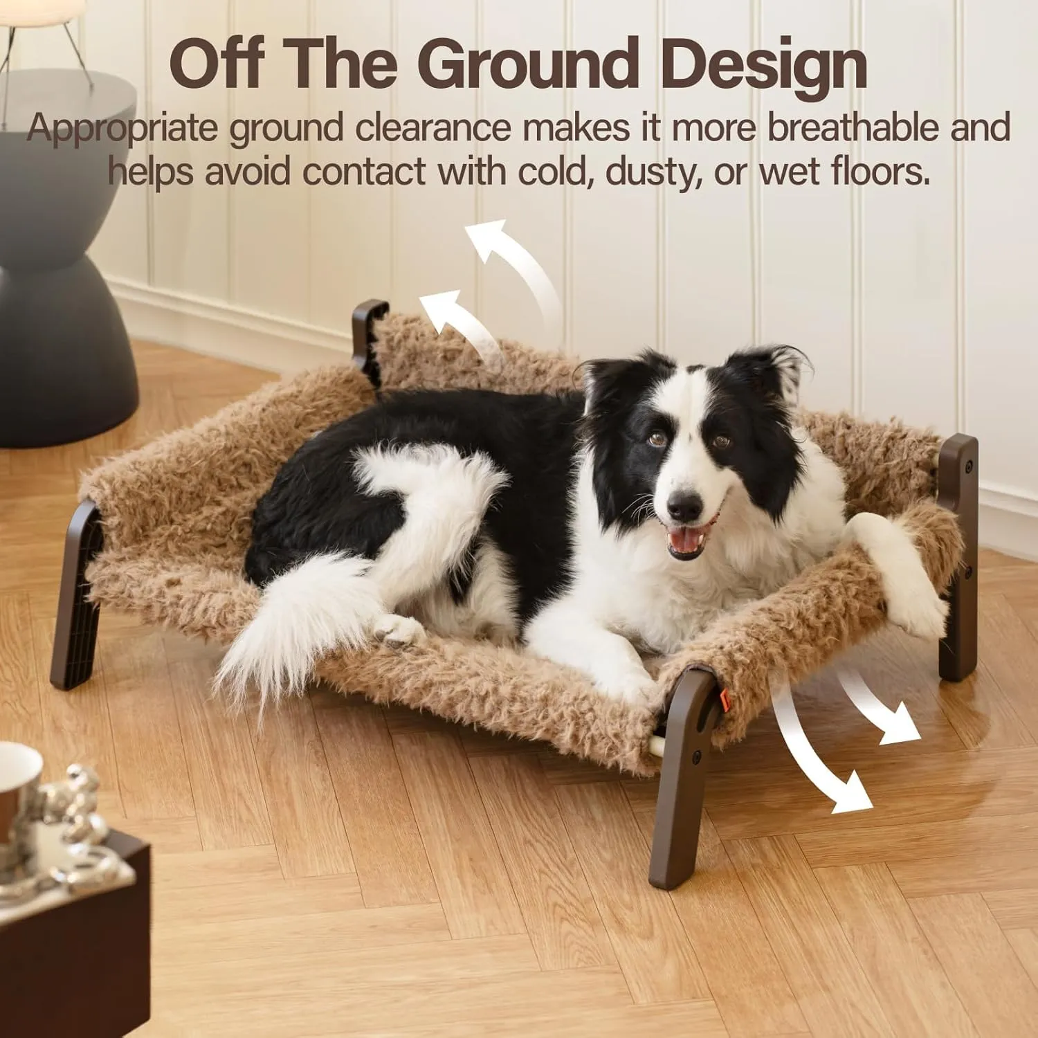MEWOOFUN Elevated Dog Bed, Raised Dog Sofa with Non-Slip Bottom, Washable Pet Couch Bed Indoor & Outdoor Up to 66lbs (Plush Brown)
