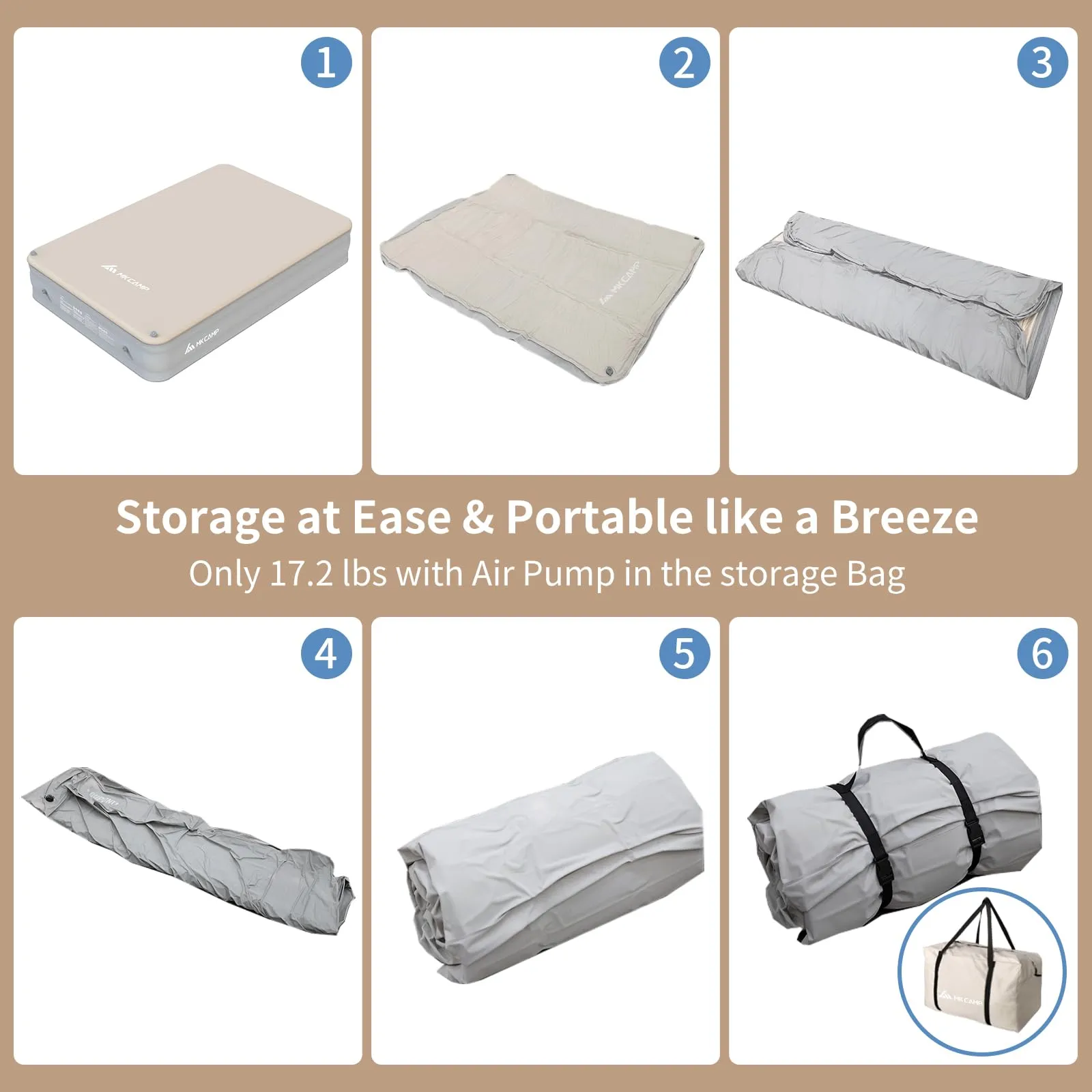 MKCAMP Family Camping Single Comfort InflatableDouble Layer Air Mattress Cloud Bed