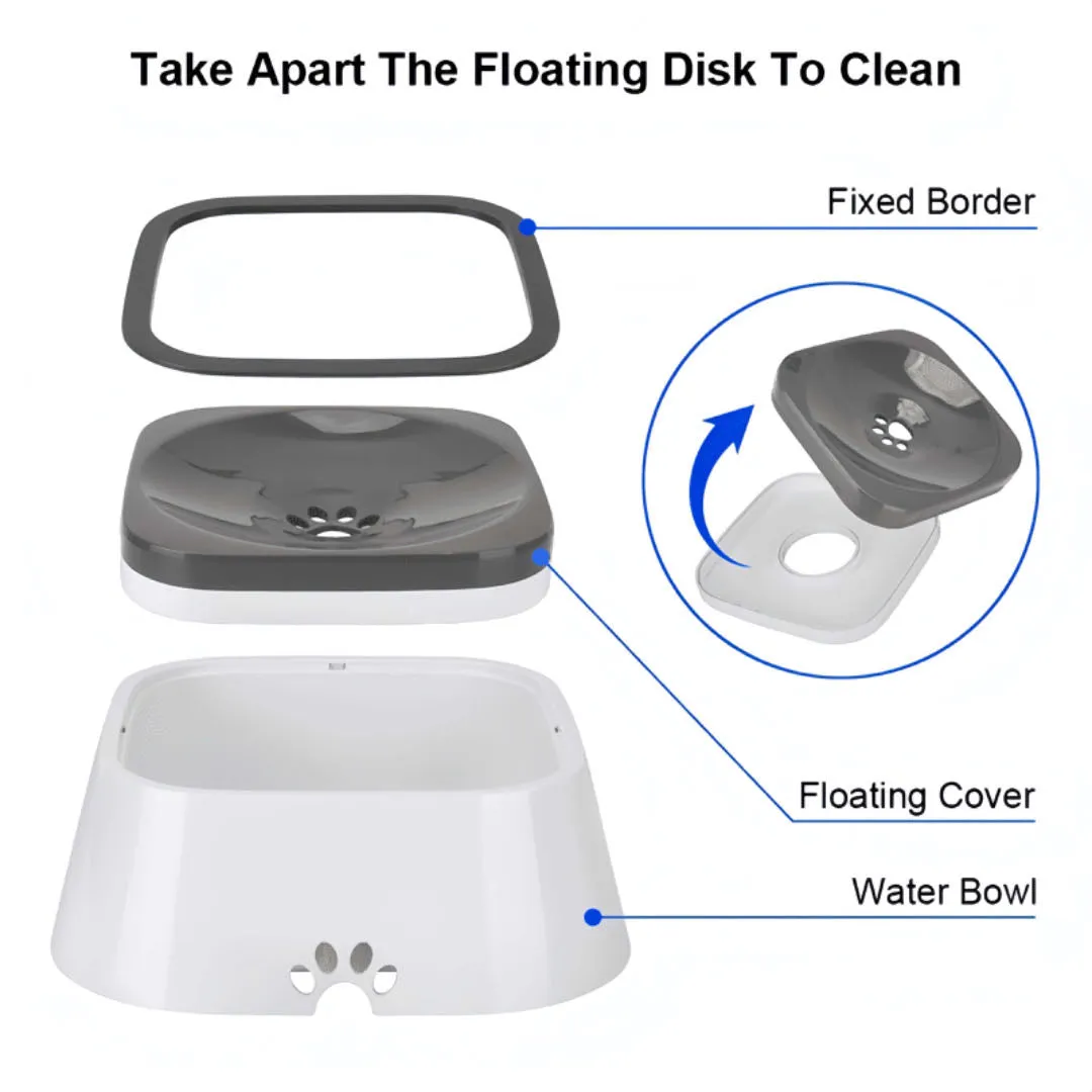 No Splash Pet Floating Water Bowl Cat Dog Bowl