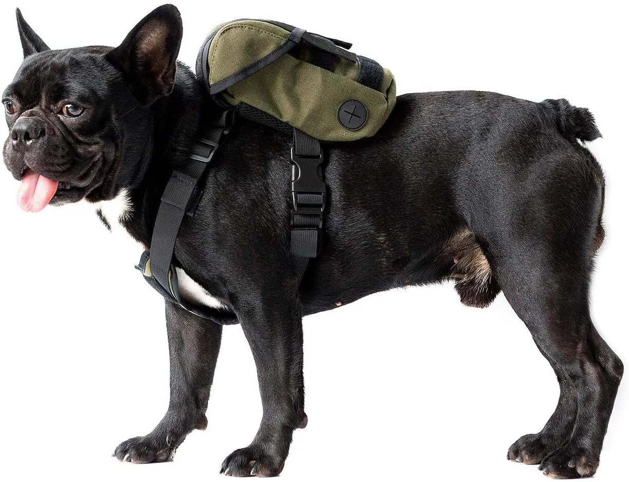 OneTigris Dog Pack, Backpack Durable Small Medium Dog Pack with Litter Bag Exit for Camping Hiking Daily Walking (Ranger Green, X-Small)