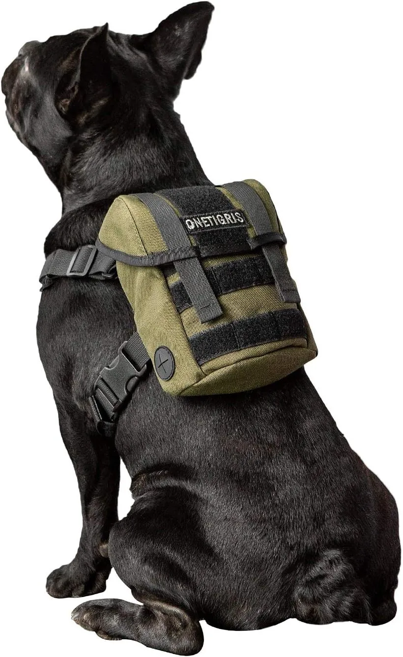 OneTigris Dog Pack, Backpack Durable Small Medium Dog Pack with Litter Bag Exit for Camping Hiking Daily Walking (Ranger Green, X-Small)