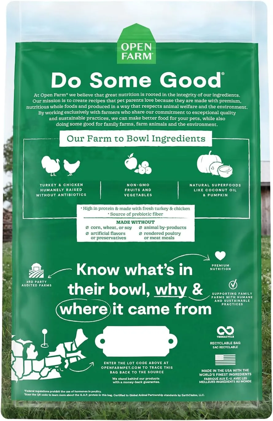 Open Farm Homestead Turkey & Chicken Grain-Free Dry Cat Food, Wild-Caught Fish Recipe with Non-GMO Superfoods and No Artificial Flavors or Preservatives, 4 lbs