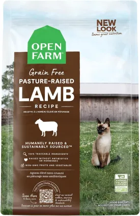 Open Farm Pasture-Raised Lamb Grain-Free Dry Cat Food, Humanely Raised Lamb Recipe with Non-GMO Superfoods and No Artificial Flavors or Preservatives, 4 lbs