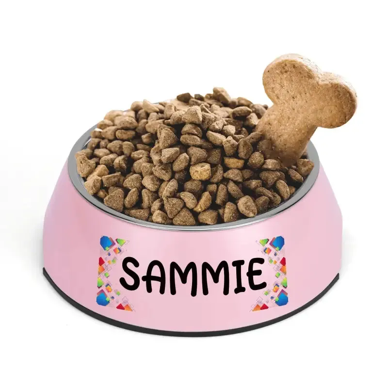 Personalized Pink Pet Food Bowl for Your Furry Friend Sammie