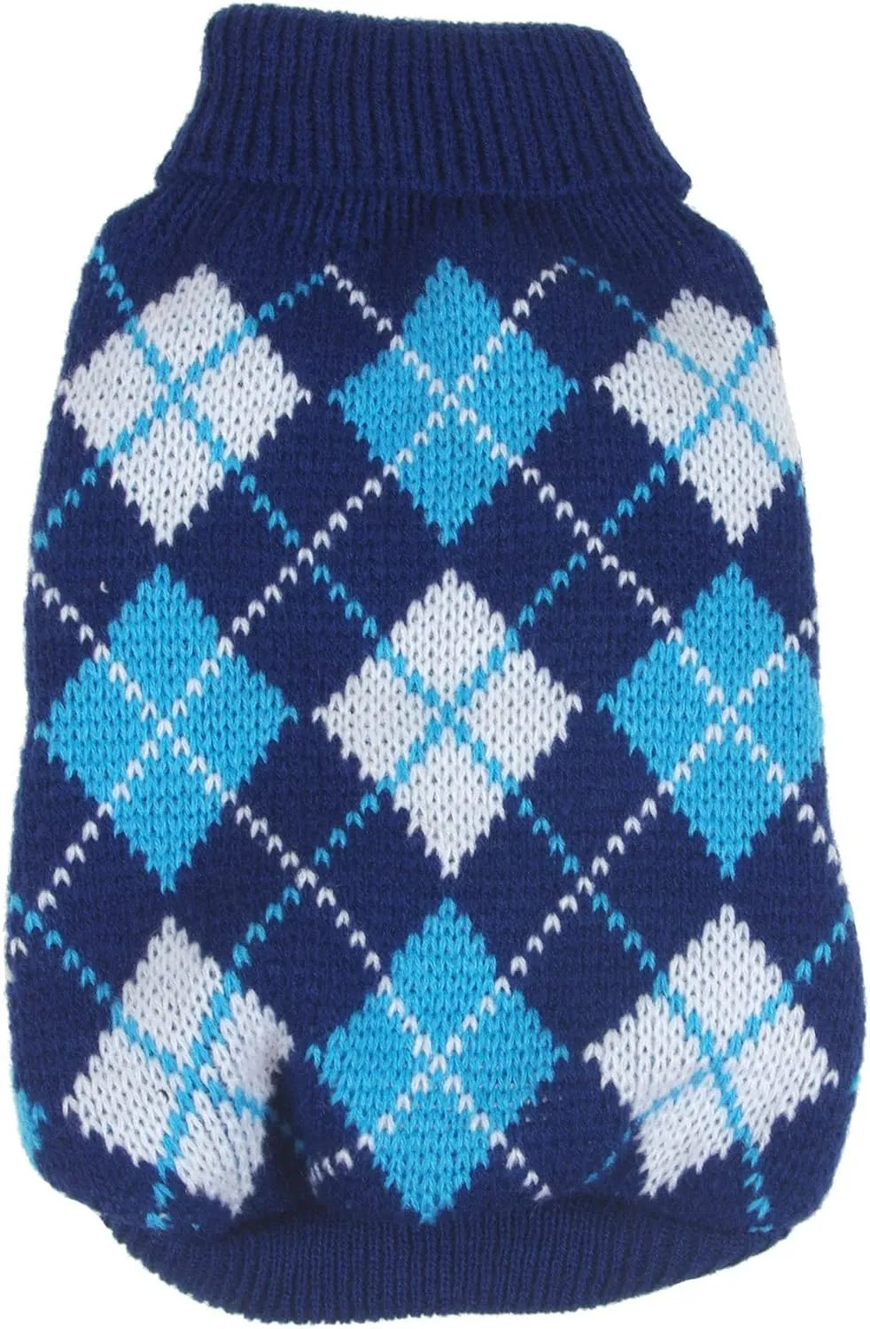 Pet Life  Argyle Style Weaved Pet Sweater - Designer Heavy Cable Knitted Dog Sweater with Turtle Neck - Winter Dog Clothes Designed to Keep Warm