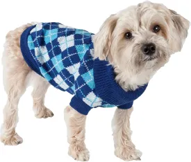 Pet Life  Argyle Style Weaved Pet Sweater - Designer Heavy Cable Knitted Dog Sweater with Turtle Neck - Winter Dog Clothes Designed to Keep Warm