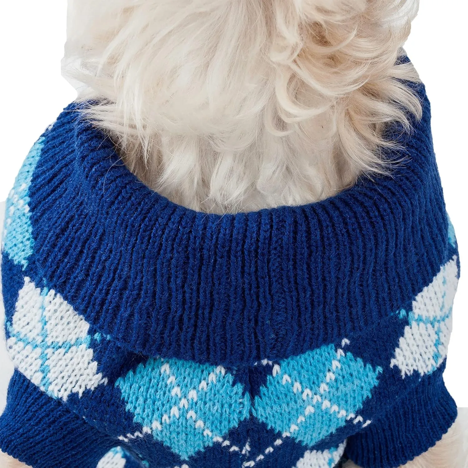 Pet Life  Argyle Style Weaved Pet Sweater - Designer Heavy Cable Knitted Dog Sweater with Turtle Neck - Winter Dog Clothes Designed to Keep Warm