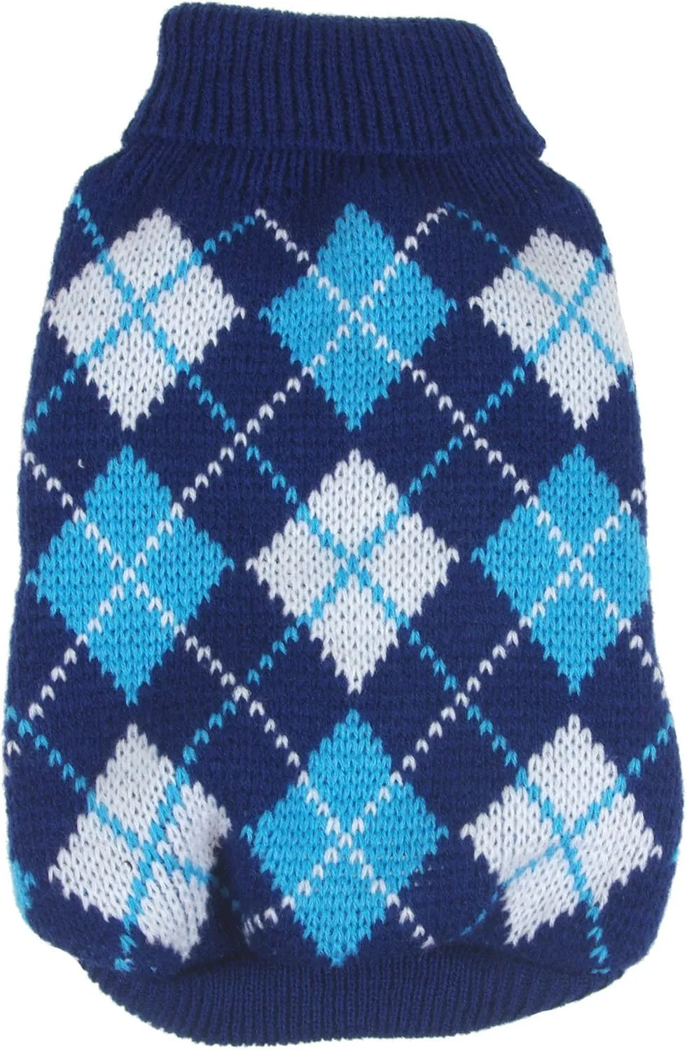 Pet Life  Argyle Style Weaved Pet Sweater - Designer Heavy Cable Knitted Dog Sweater with Turtle Neck - Winter Dog Clothes Designed to Keep Warm