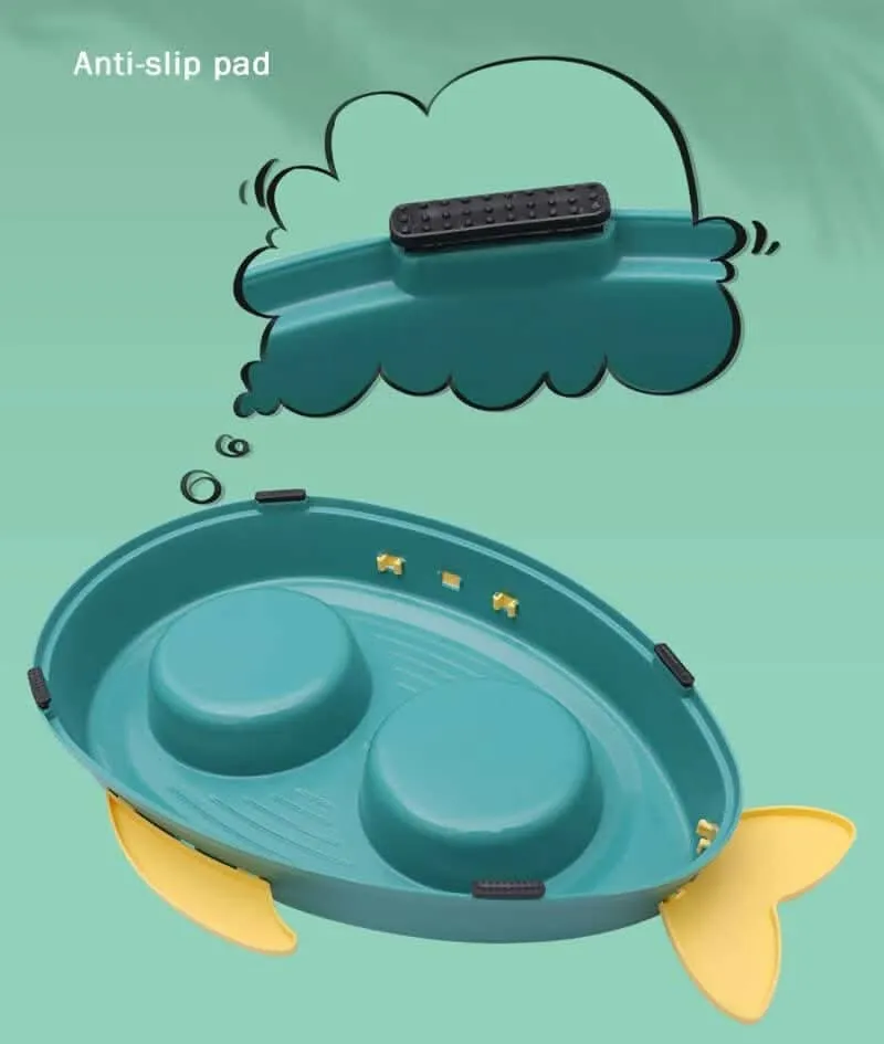 PetGains PGWA Pet Food Feeder Water Double Bowl Fish Eco PP (Green)