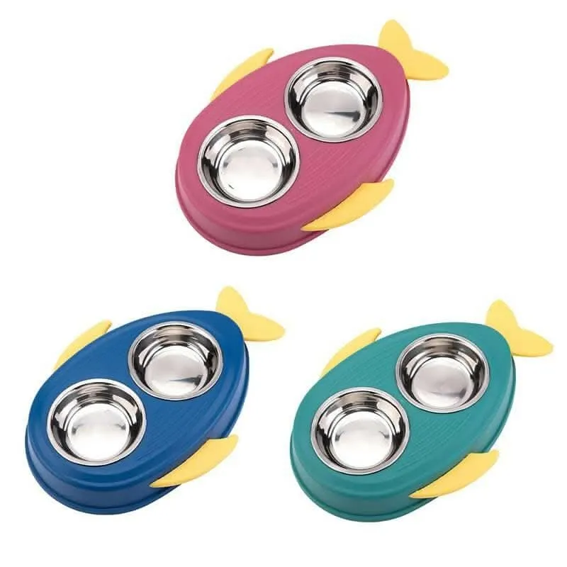 PetGains PGWA Pet Food Feeder Water Double Bowl Fish Eco PP (Green)