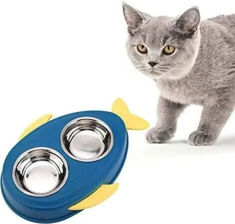 PetGains PGWA Pet Food Feeder Water Double Bowl Fish Eco PP (Green)