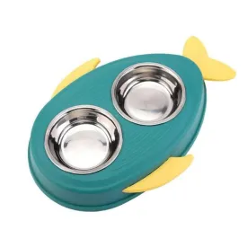 PetGains PGWA Pet Food Feeder Water Double Bowl Fish Eco PP (Green)