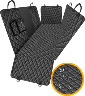 Premium Dog Car Seat Cover for Back Seat  Heavy-Duty Hammock Style with Seat Belt, Waterproof, Anti-Slip, Scratch-Resistant, Durable Pet Protector for SUV Truck, Easy to Clean, Universal Fit