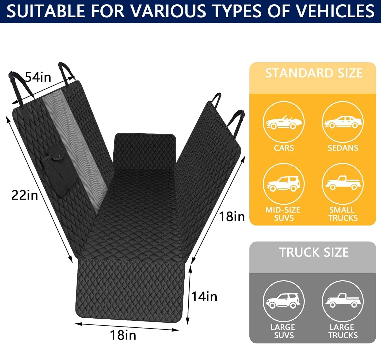 Premium Dog Car Seat Cover for Back Seat  Heavy-Duty Hammock Style with Seat Belt, Waterproof, Anti-Slip, Scratch-Resistant, Durable Pet Protector for SUV Truck, Easy to Clean, Universal Fit