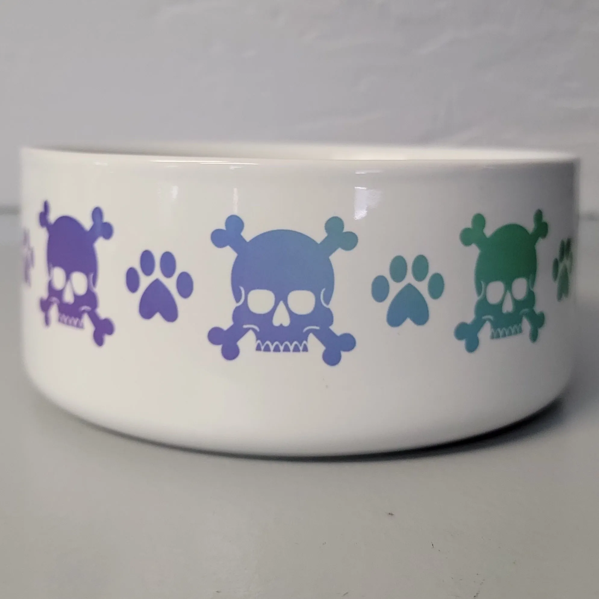 Rainbow Skull & Crossbones Bowl - White Background