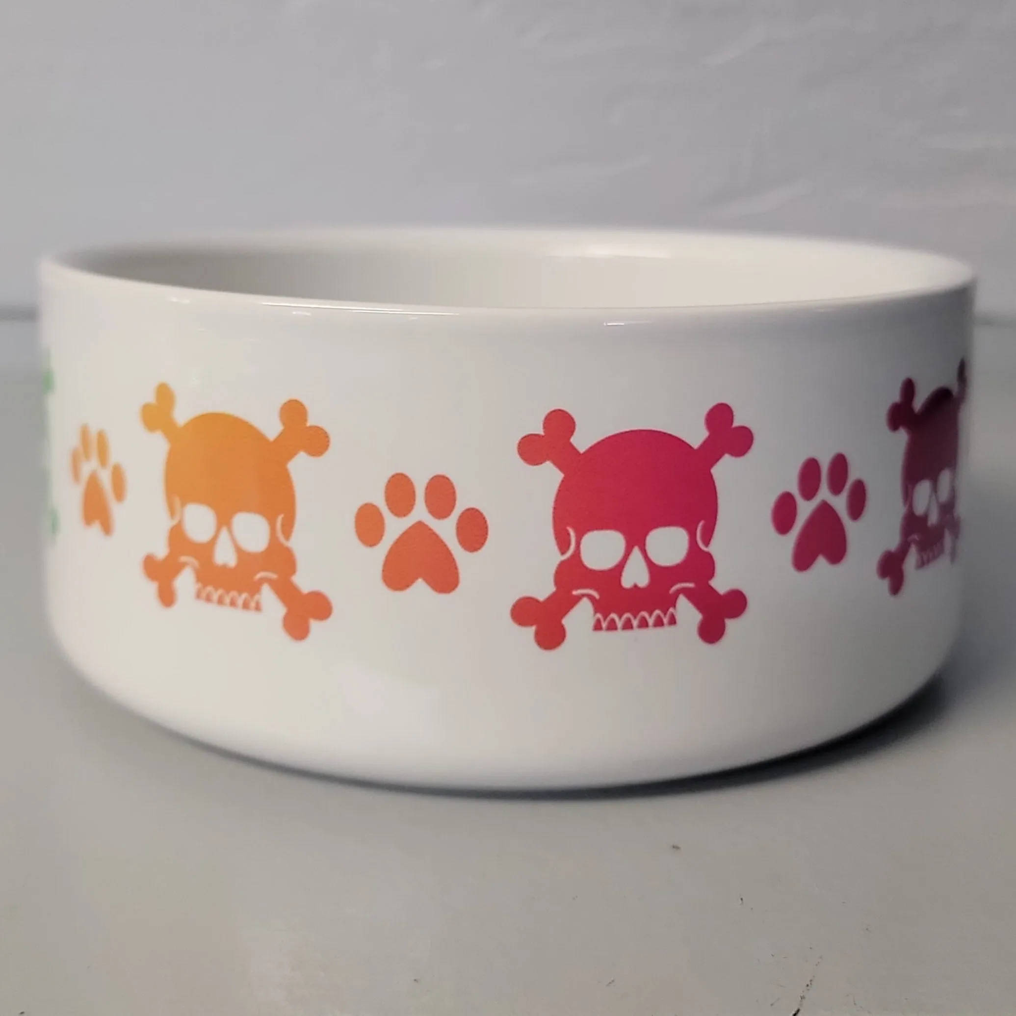 Rainbow Skull & Crossbones Bowl - White Background