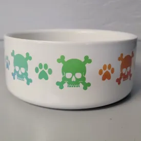 Rainbow Skull & Crossbones Bowl - White Background