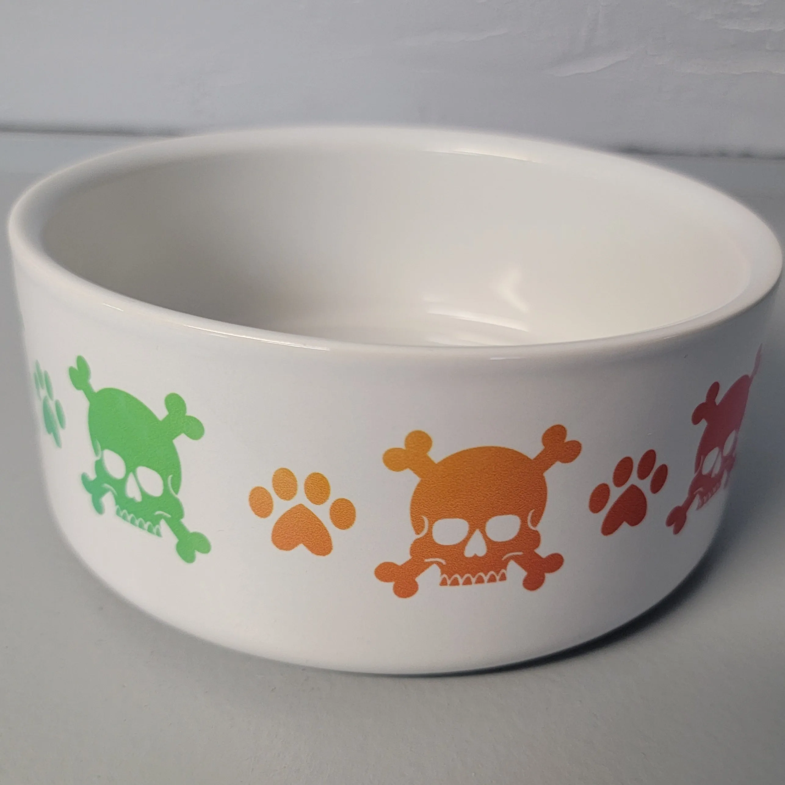 Rainbow Skull & Crossbones Bowl - White Background