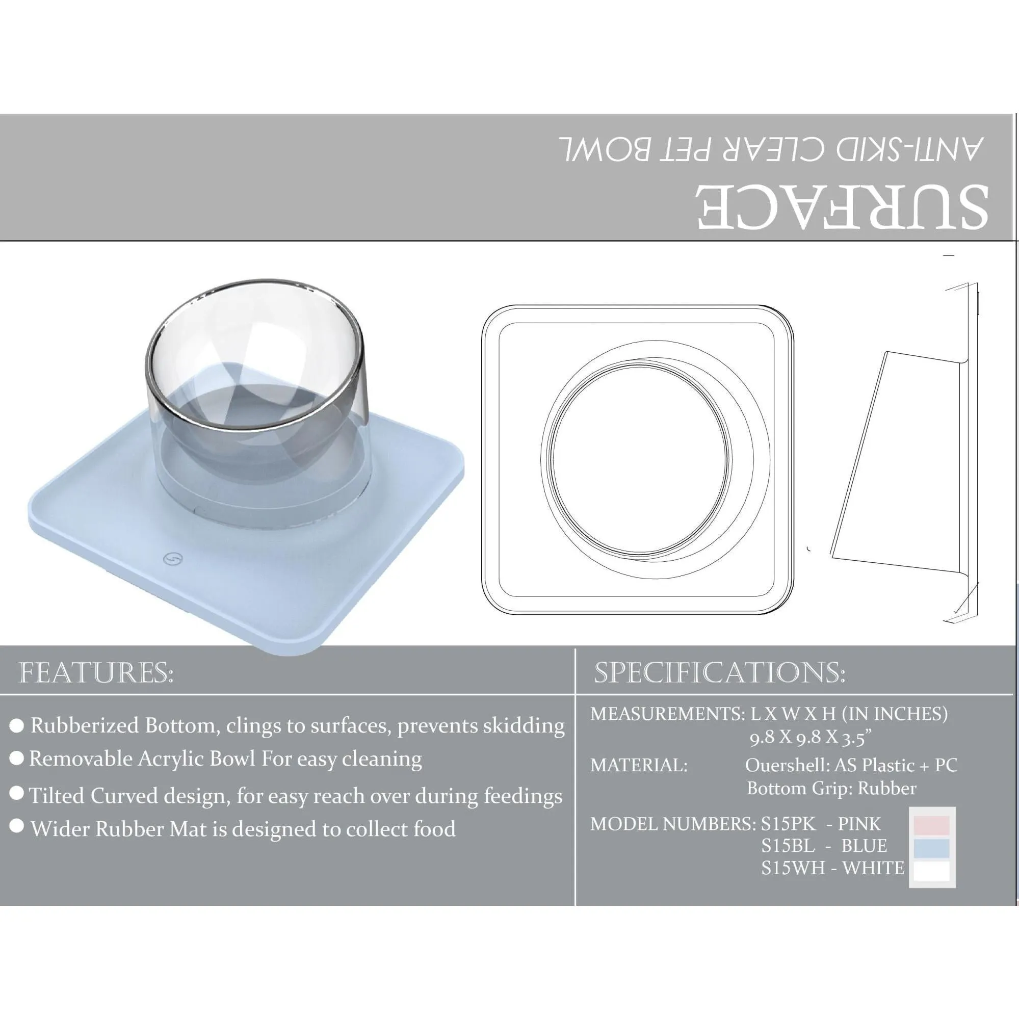 Spill-proof pet bowl Dishes