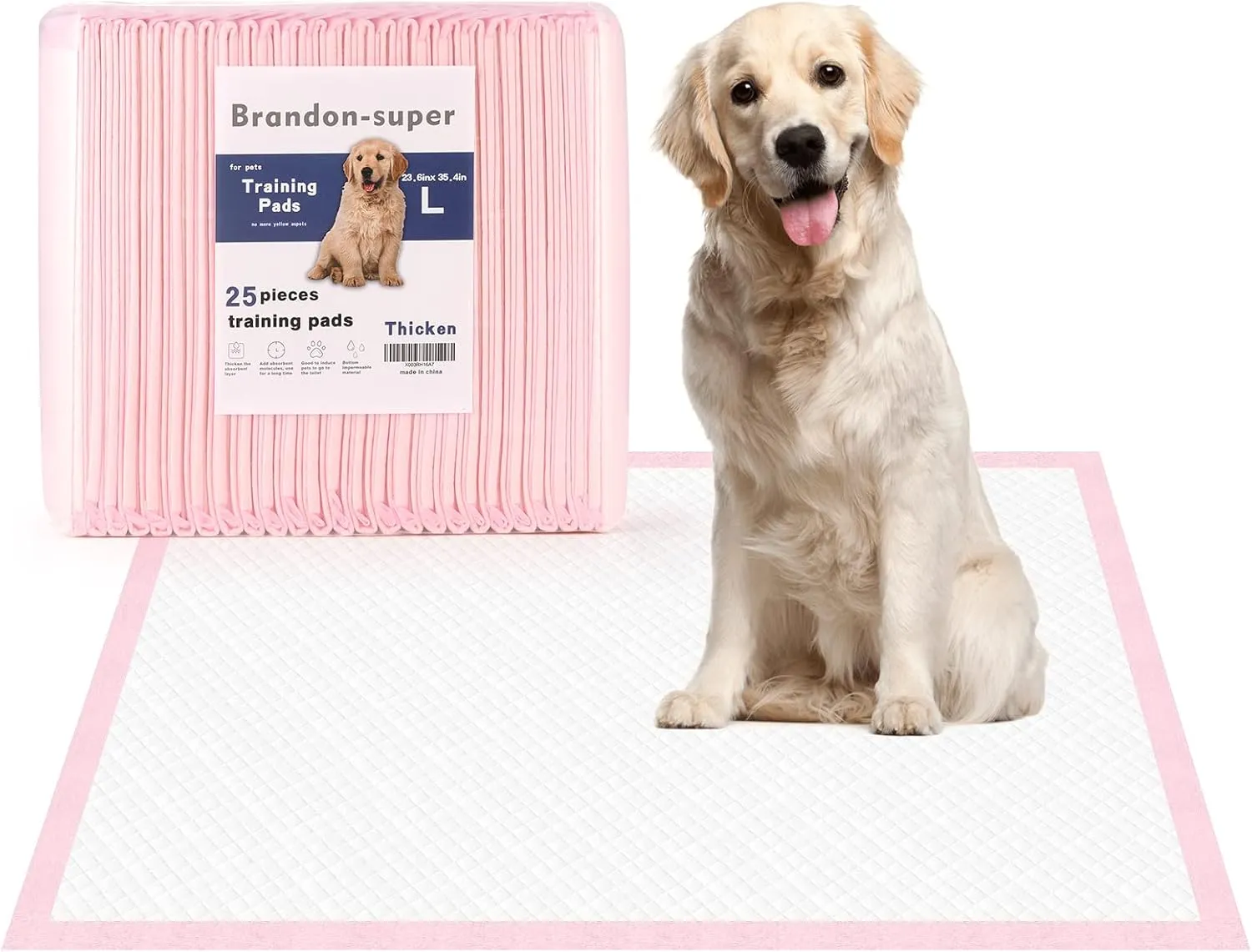 Super-Absorbent Leak-Proof Dog and Puppy Pet Training Pad, Housebreaking Puppy Pads Disposable (24 X 35.5-Large 25PCS)