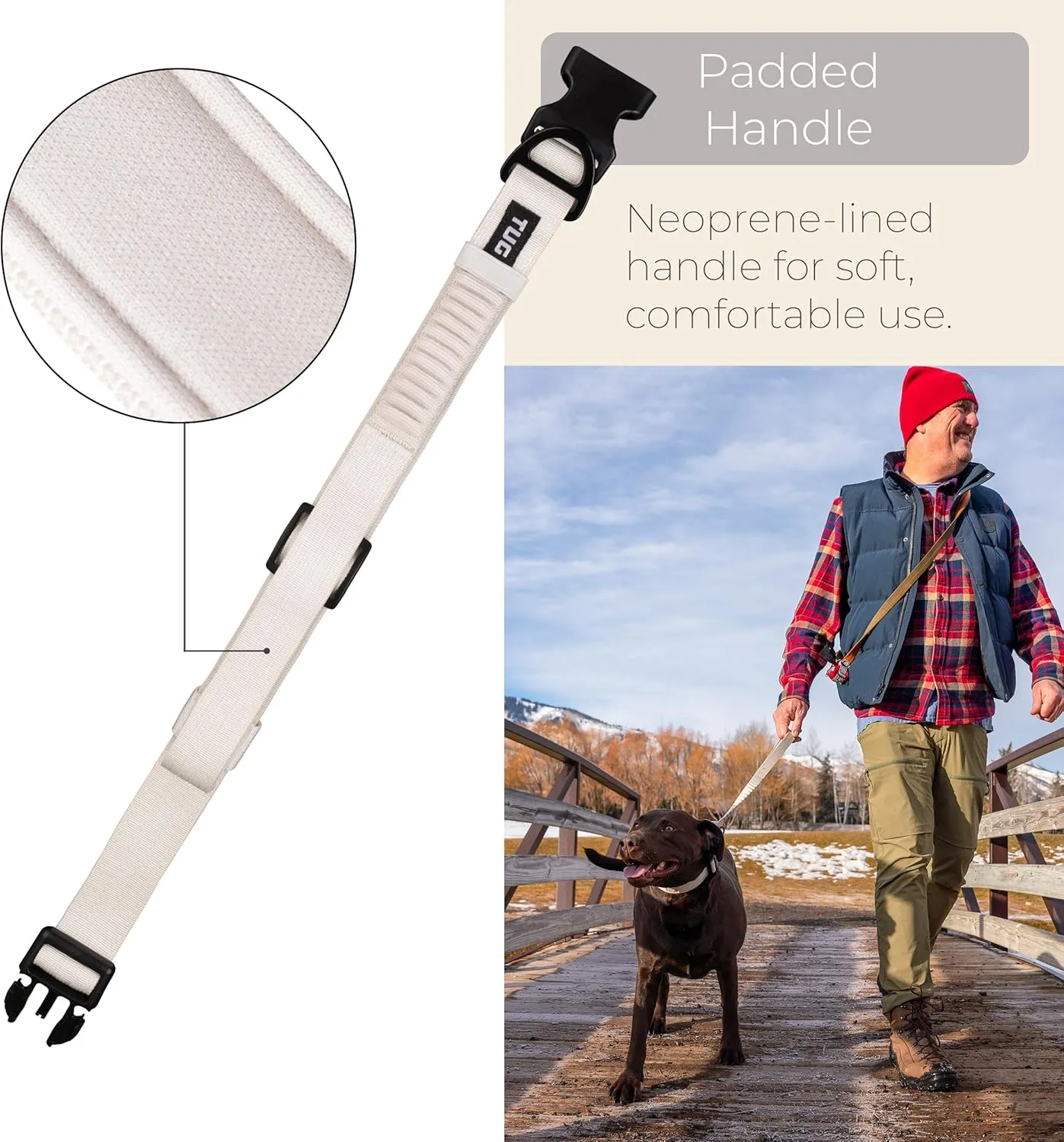 TUG Grab Collar | Integrated Traffic Leash Magnetically Attached for Quick Control (Medium/Cream)