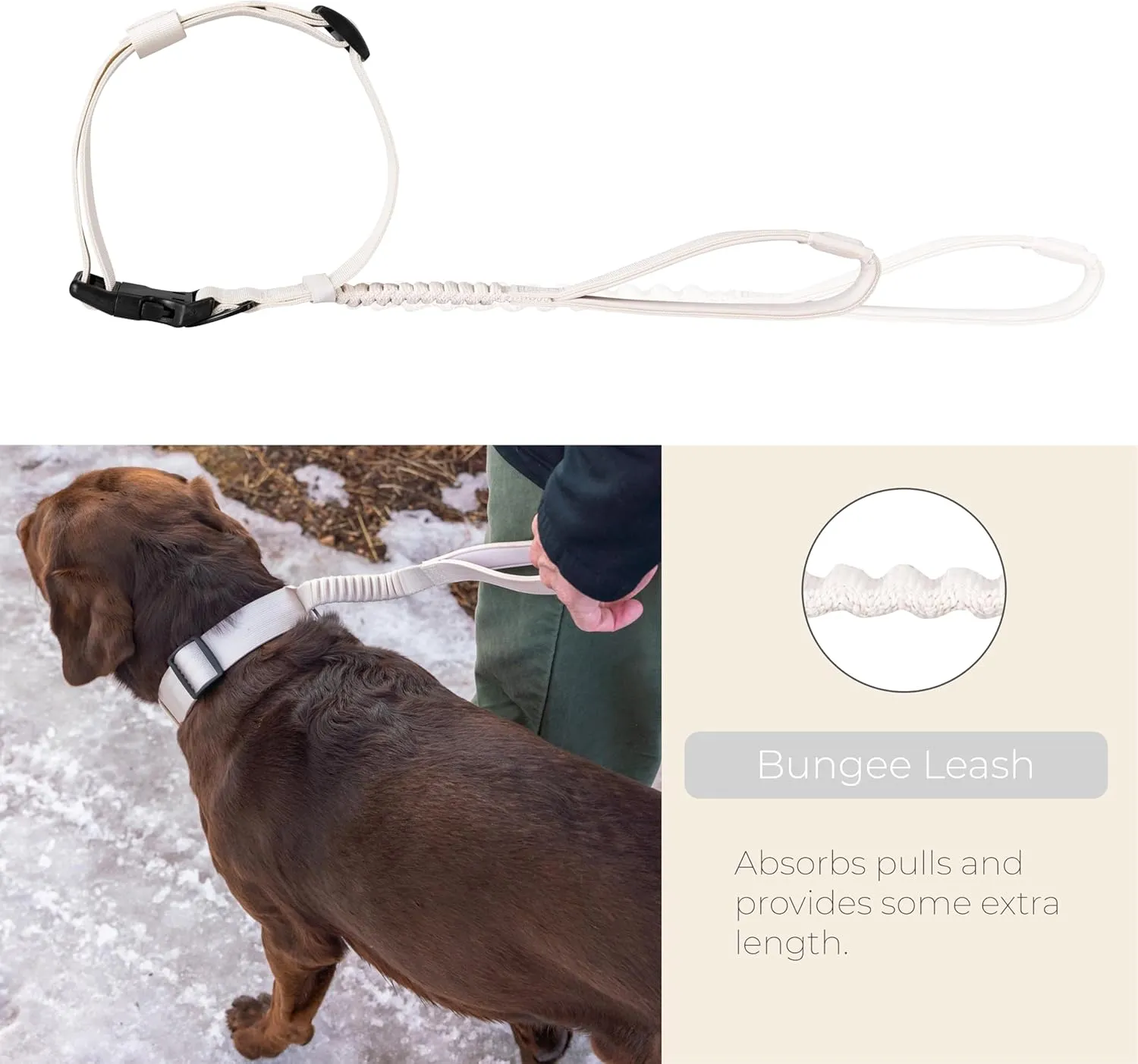 TUG Grab Collar | Integrated Traffic Leash Magnetically Attached for Quick Control (Medium/Cream)