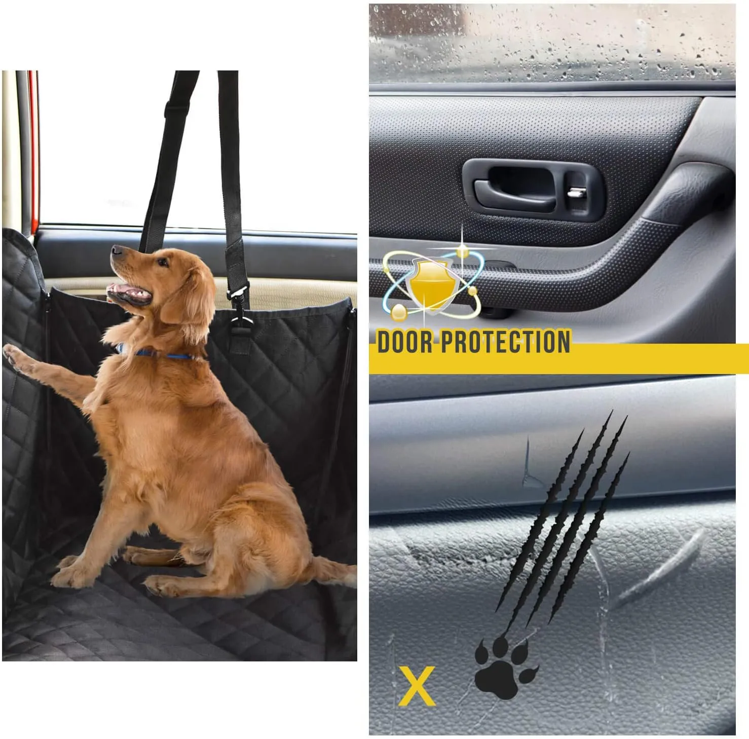 Vailge Dog Seat Cover for Back Seat, 100% Waterproof with Mesh Window, Scratch Prevent Anti-slip Dog Car Hammock, Standard