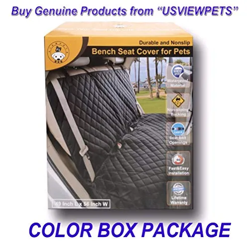 VIEWPETS Bench Car Seat Cover Protector - Waterproof, Heavy-Duty and Nonslip Pet Car Seat Cover for Dogs with Universal Size Fits for Cars, Trucks & SUVs(Black)