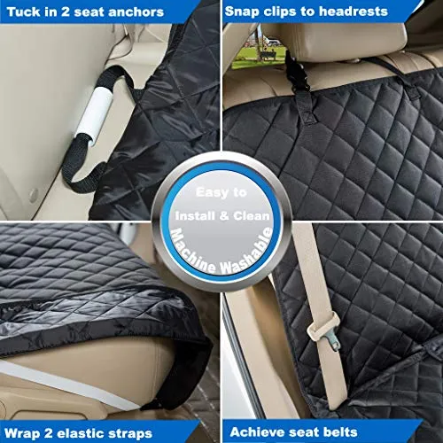 VIEWPETS Bench Car Seat Cover Protector - Waterproof, Heavy-Duty and Nonslip Pet Car Seat Cover for Dogs with Universal Size Fits for Cars, Trucks & SUVs(Black)